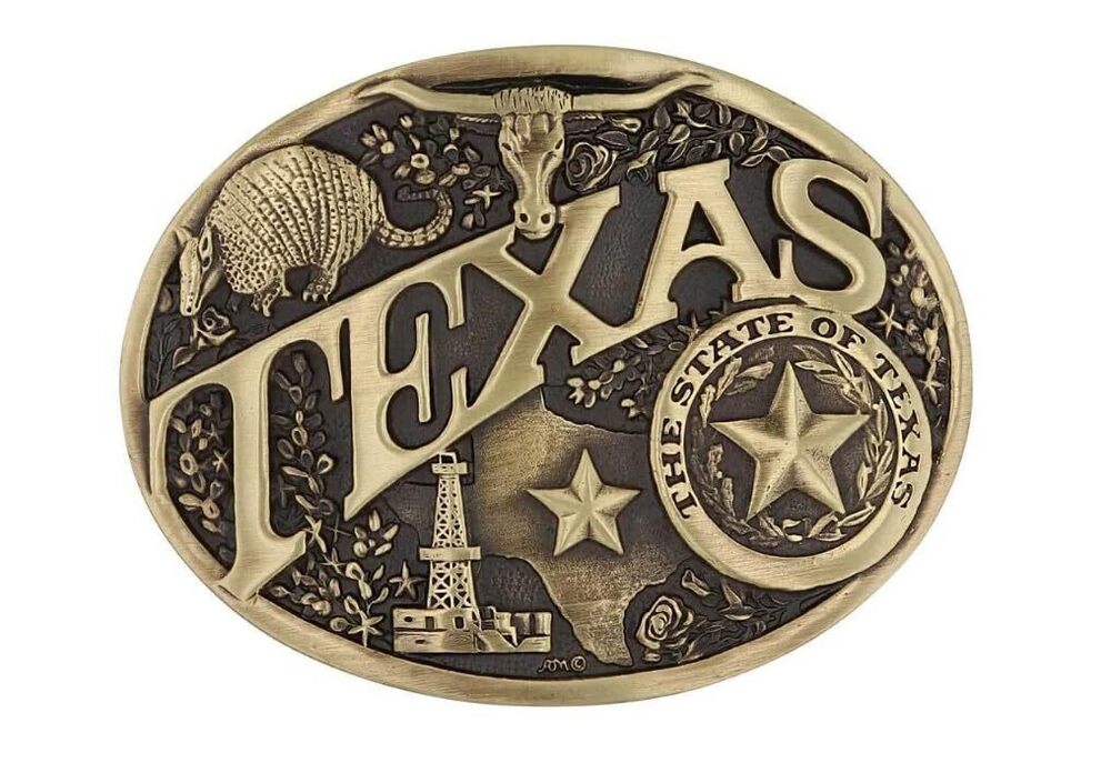 4824 State Heritage Attitude Western Belt Buckle 60811 Texas - Antique